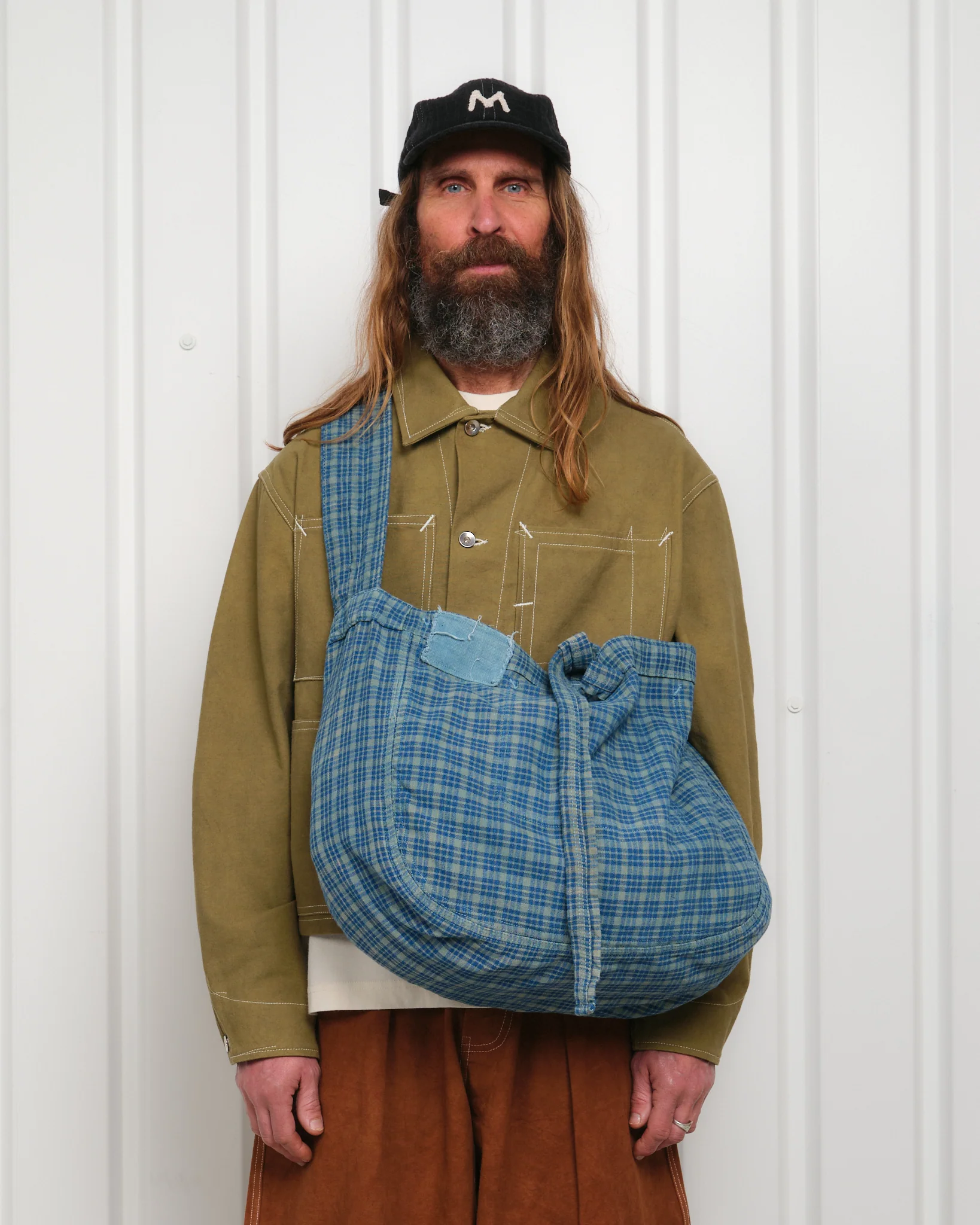 Big Shop Tote - Indigo Mud Check