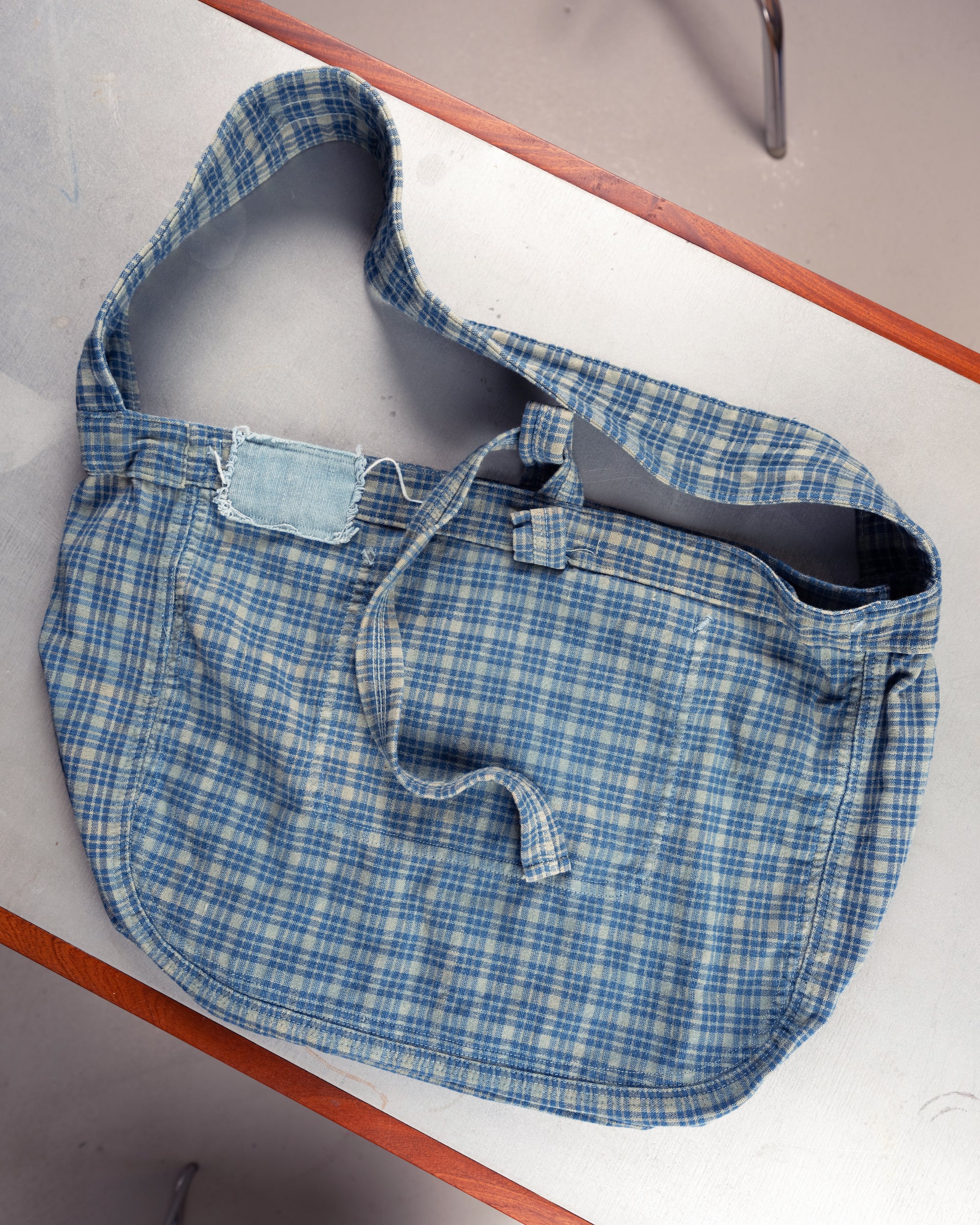 Big Shop Tote - Indigo Mud Check