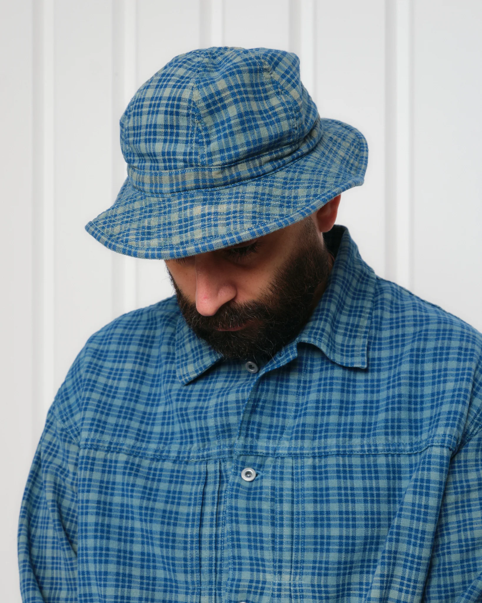 Daisy Mae Hat - Indigo Mud Check