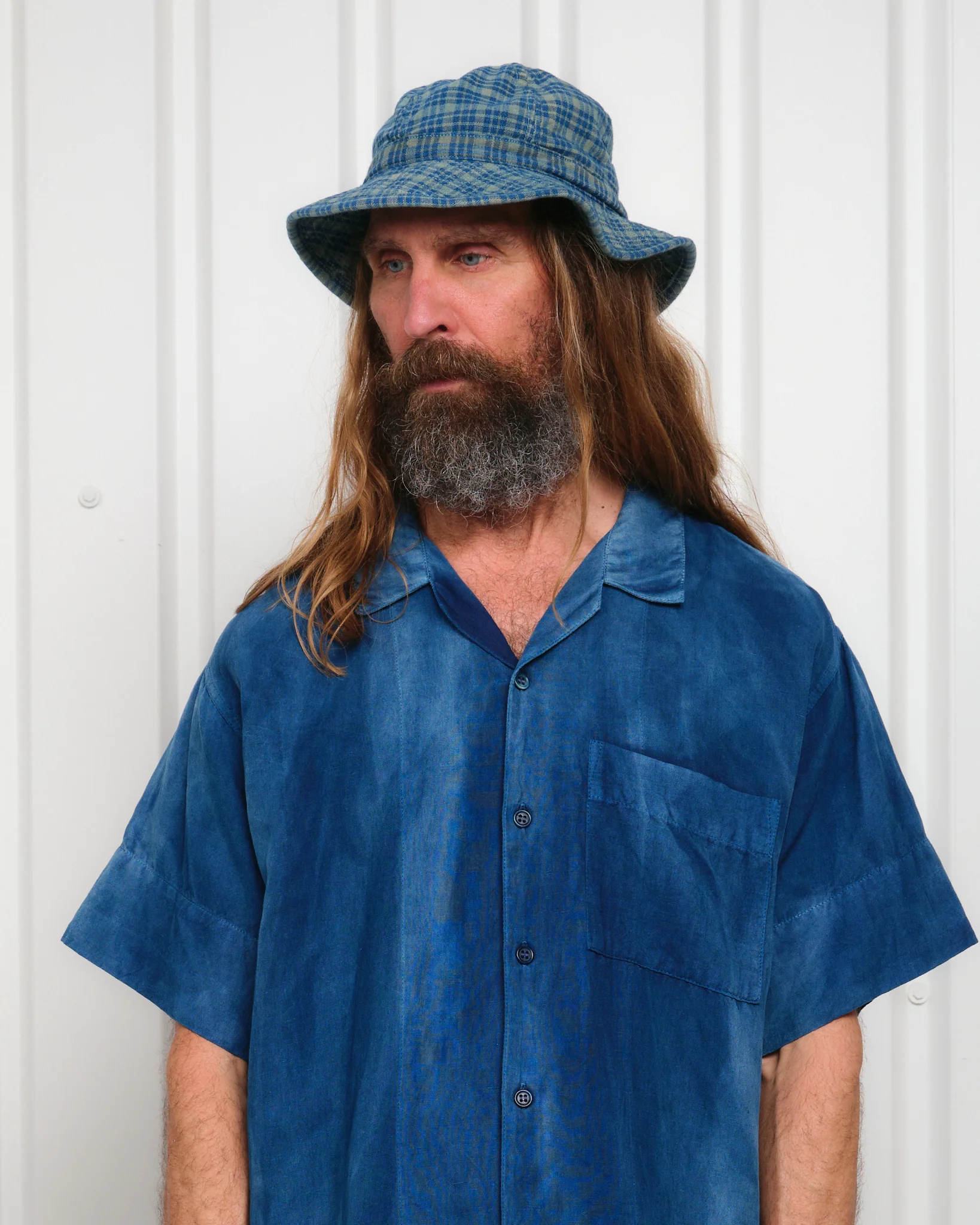 Daisy Mae Hat - Indigo Mud Check