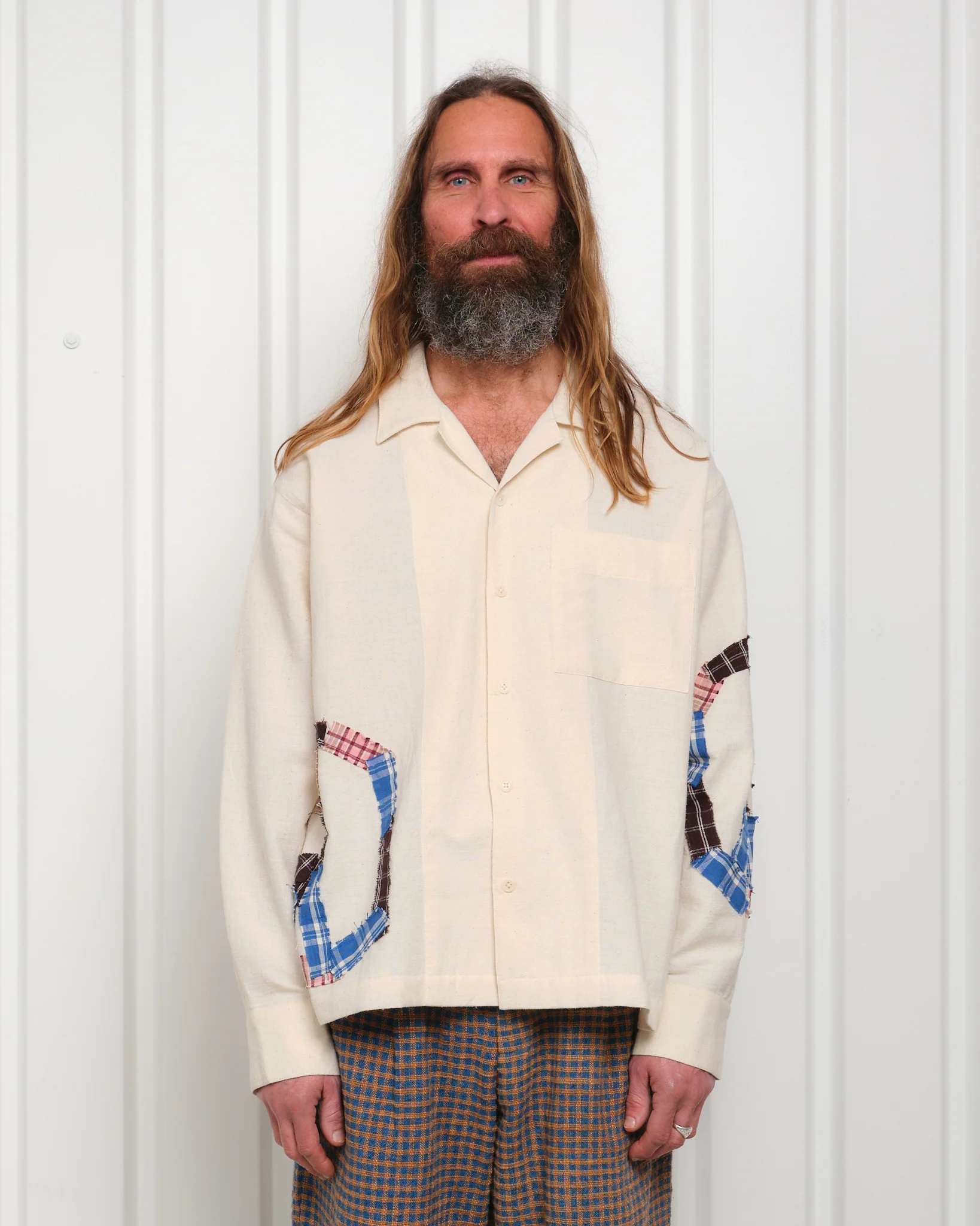 Greetings Shirt LS - Peace Patchwork